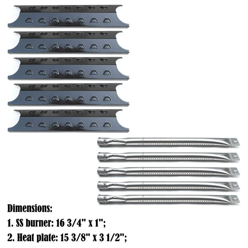Direct store Parts Kit DG193 Replacement 16 3/4 inch burner and heat plate for Master Forge 5 Burner Gas Grill L3218, 3218LTN Grill Burner, Heat Plate (SS Burner + Porcelain Steel Heat Plate) - Image 2